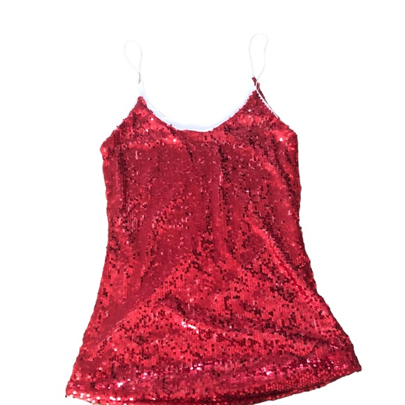 SEQUIN RED TANK or MINI DRESS SZ S - Picture 5 of 16